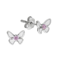 Ohrringe Silber 925 Schmetterling Zirkonia pink - Avrum