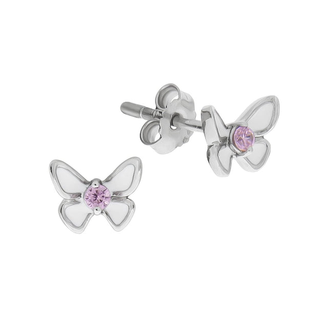 Ohrringe Silber 925 Schmetterling Zirkonia pink - Avrum