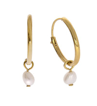 Ohrringe Silber 925 vergoldet mit weißen Perlen 3x5mm - Avrum