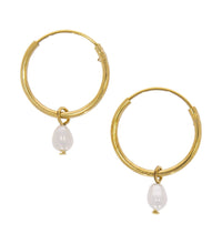 Ohrringe Silber 925 vergoldet mit weißen Perlen 3x5mm - Avrum