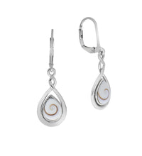 Ohrringe Silber 925 rhodiniert mit weißer Muschel 35mm lang - Avrum