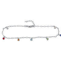 Armband Silber 925 rhodiniert mit bunten Kristallen 16+3cm lang - Avrum