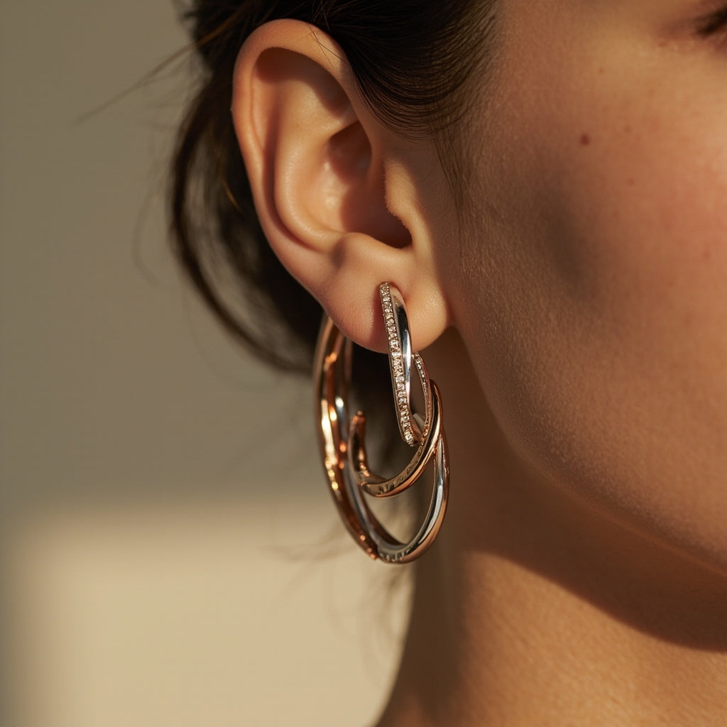 Gold und Silber Ohrringe (Creolen)