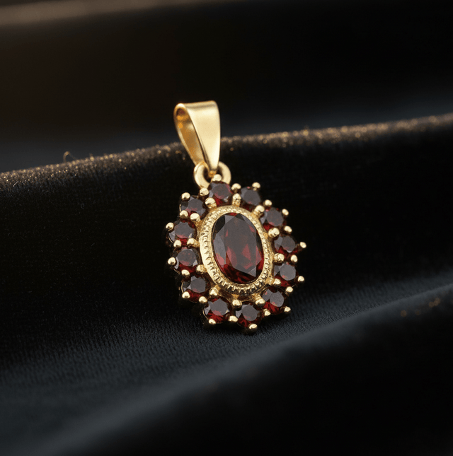 Anhänger 333 Gelbgold mit Granat - Avrum