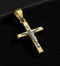 Anhänger 333 Gold zweifarbig Motiv Kreuz - Avrum