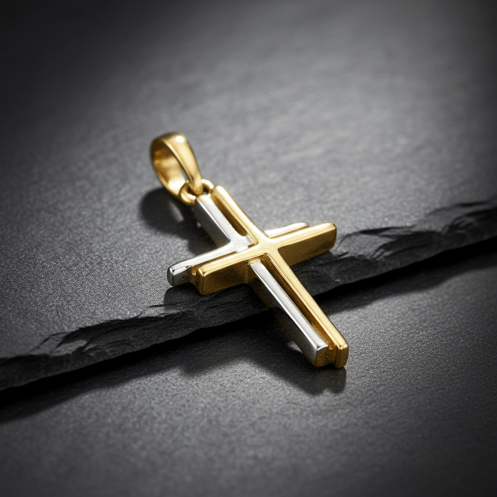 Anhänger 585 Gold Motiv Kreuz zweifarbig - Avrum