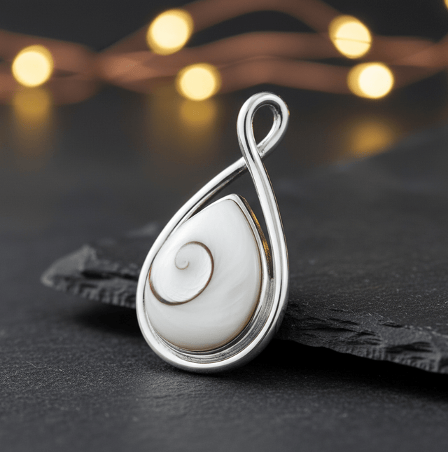Anhänger 925 Sterling Silber rhodiniert mit Muschel weiß - Avrum