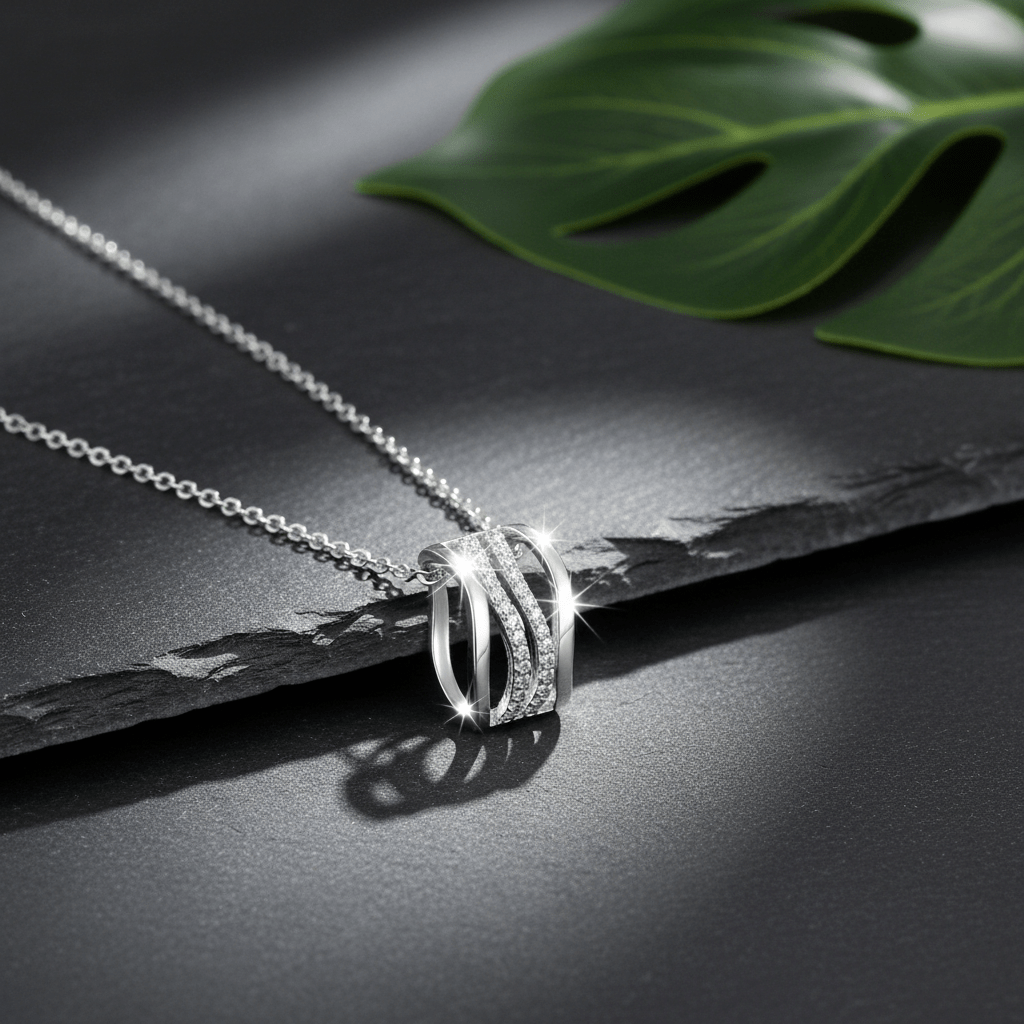 Anhänger mit Kette 925 Sterling Silber rhodiniert 30 Zirkonia - Avrum