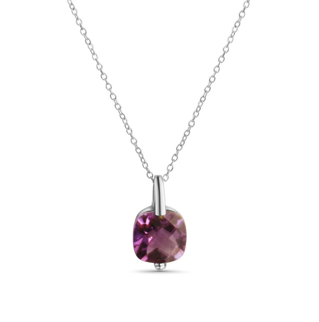 Anhänger mit Kette 925 Sterling Silber rhodiniert Amethyst - Avrum