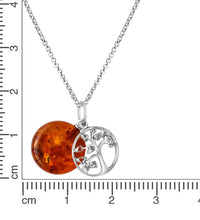 Anhänger mit Kette 925 Sterling Silber rhodiniert Bernstein - Avrum