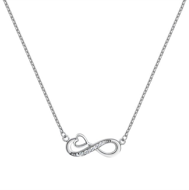 Anhänger mit Kette 925 Sterling Silber rhodiniert Infinity Zirkonia - Avrum