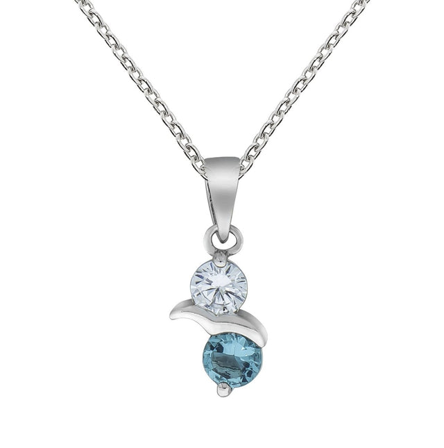 Anhänger mit Kette 925 Sterling Silber rhodiniert mit Zirkonia und Glasstein - Avrum