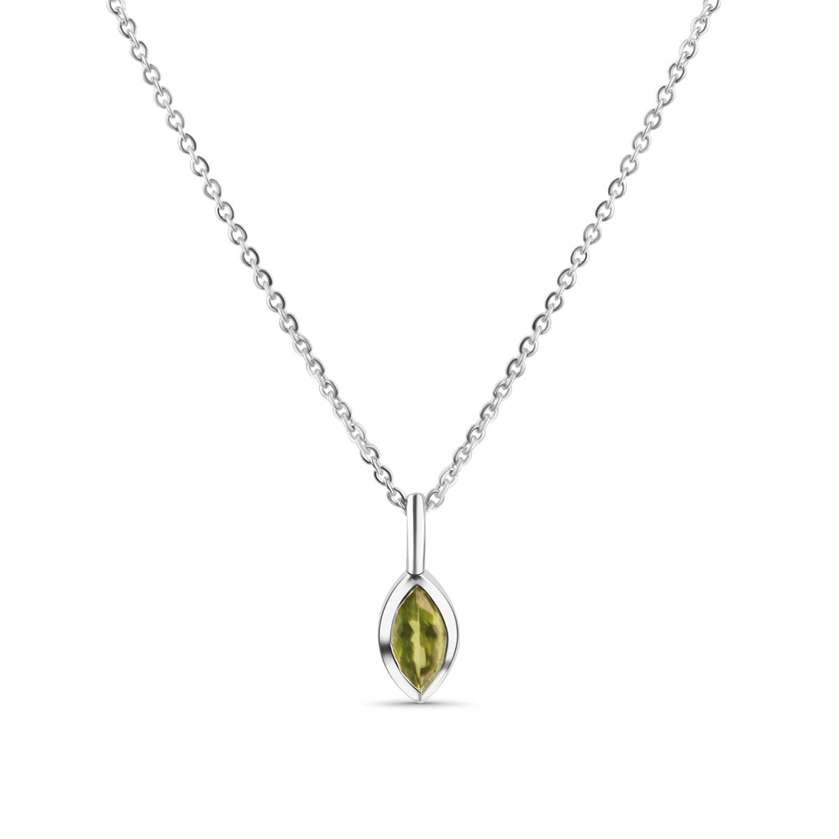 Anhänger mit Kette 925 Sterling Silber rhodiniert Peridot - Avrum