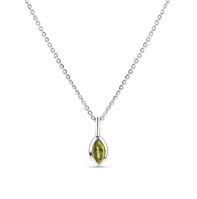 Anhänger mit Kette 925 Sterling Silber rhodiniert Peridot - Avrum