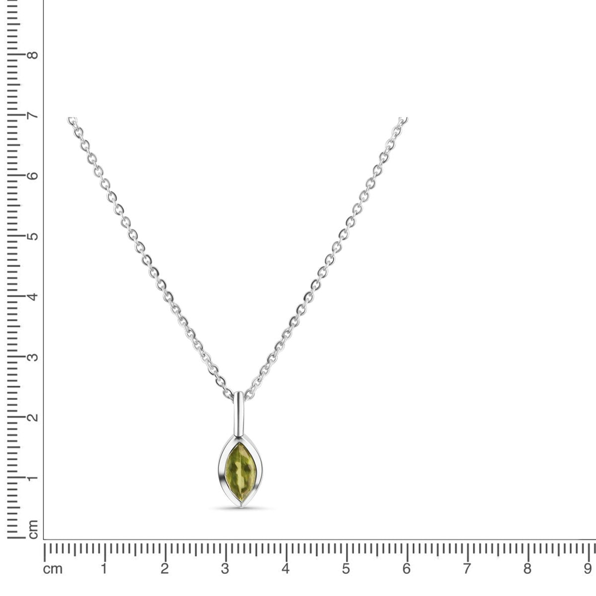 Anhänger mit Kette 925 Sterling Silber rhodiniert Peridot - Avrum