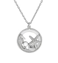 Anhänger mit Kette 925 Sterling Silber rhodiniert Perle - Avrum