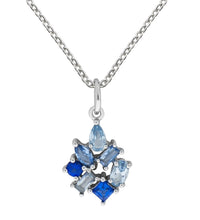 Anhänger mit Kette 925 Sterling Silber rhodiniert synth. Steine blau - Avrum