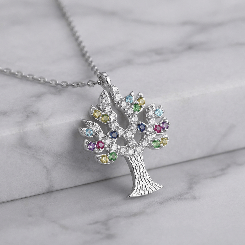 Anhänger mit Kette 925 - Sterling Silber rhodiniert Zirkonia - Avrum