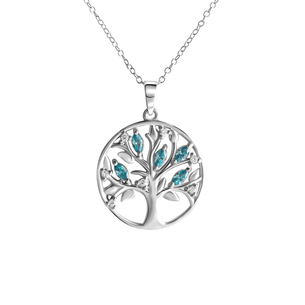 Anhänger mit Kette 925 - Sterling Silber rhodiniert Zirkonia Lebensbaum - Avrum