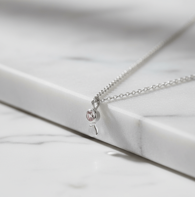 Anhänger mit Kette 925 Sterling Silber rhodiniert Zirkonia pink - Avrum