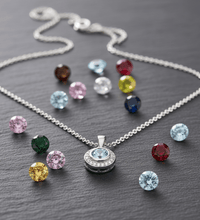 Anhänger mit Kette 925 Sterling Silber rhodiniert Zirkonia und Wechselsteine - Avrum