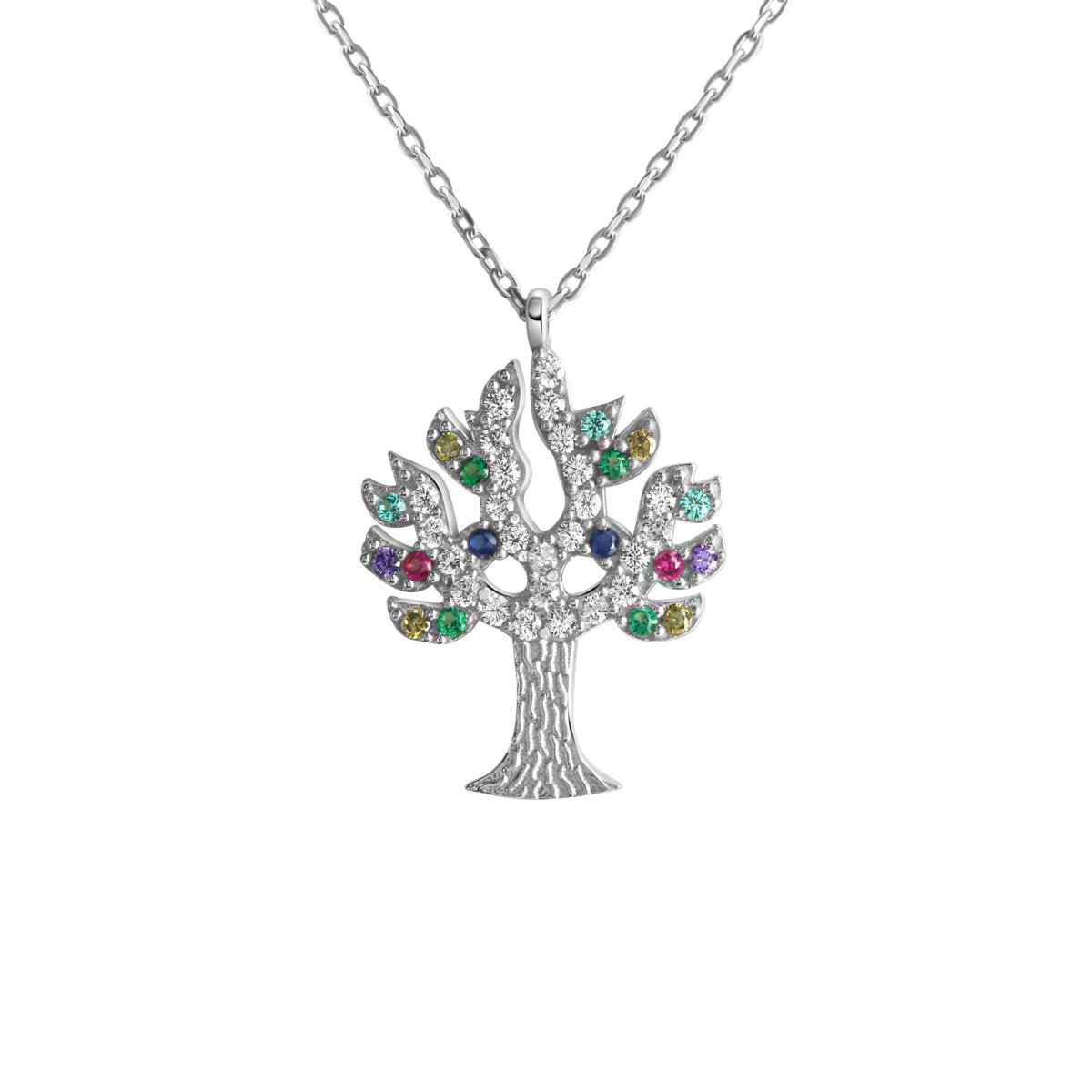 Anhänger mit Kette 925 - Sterling Silber rhodiniert Zirkonia - Avrum