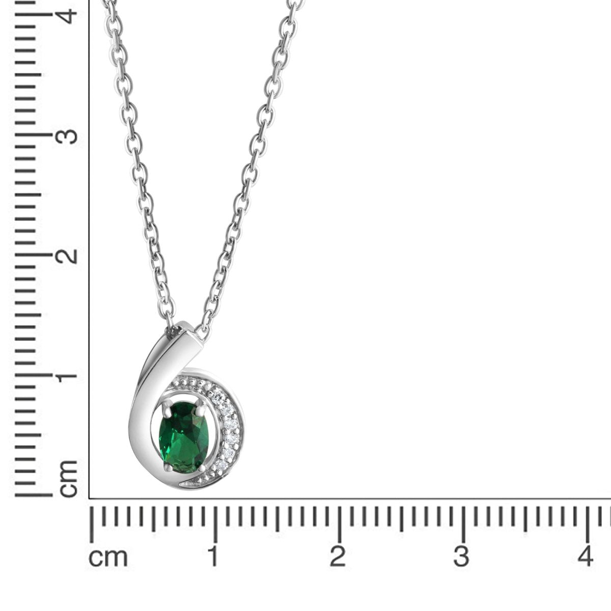 Anhänger mit Kette 925 - Sterling Silber rhodiniert Zirkonia - Avrum