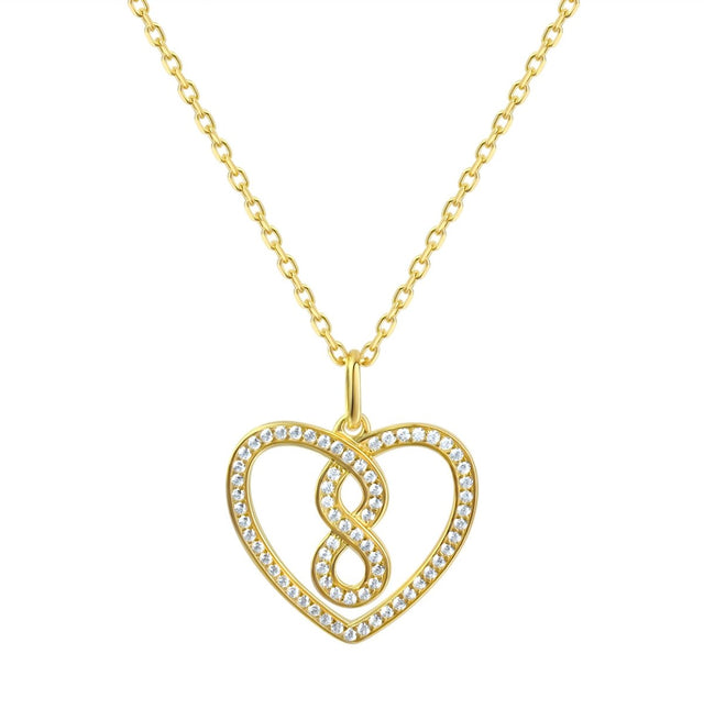 Anhänger mit Kette 925 Sterling Silber vergoldet Herz Zirkonia - Avrum