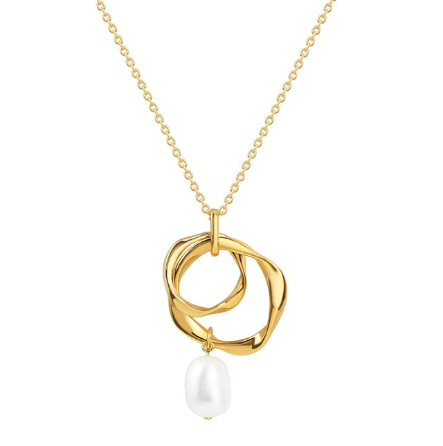 Anhänger mit Kette 925 Sterling Silber vergoldet Süßwasserperle - Avrum