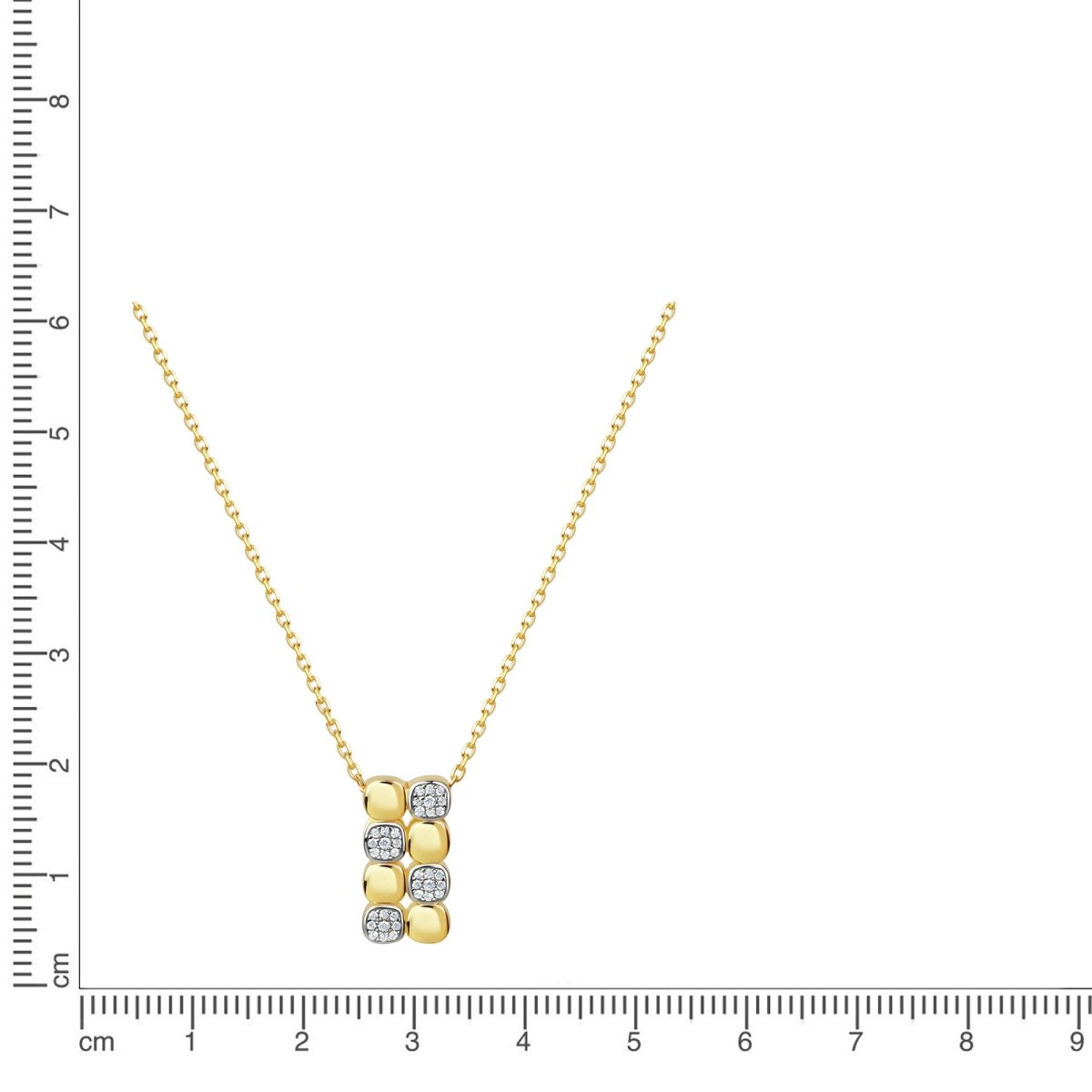 Anhänger mit Kette 925 Sterling Silber vergoldet und rhodiniert Zirkonia - Avrum