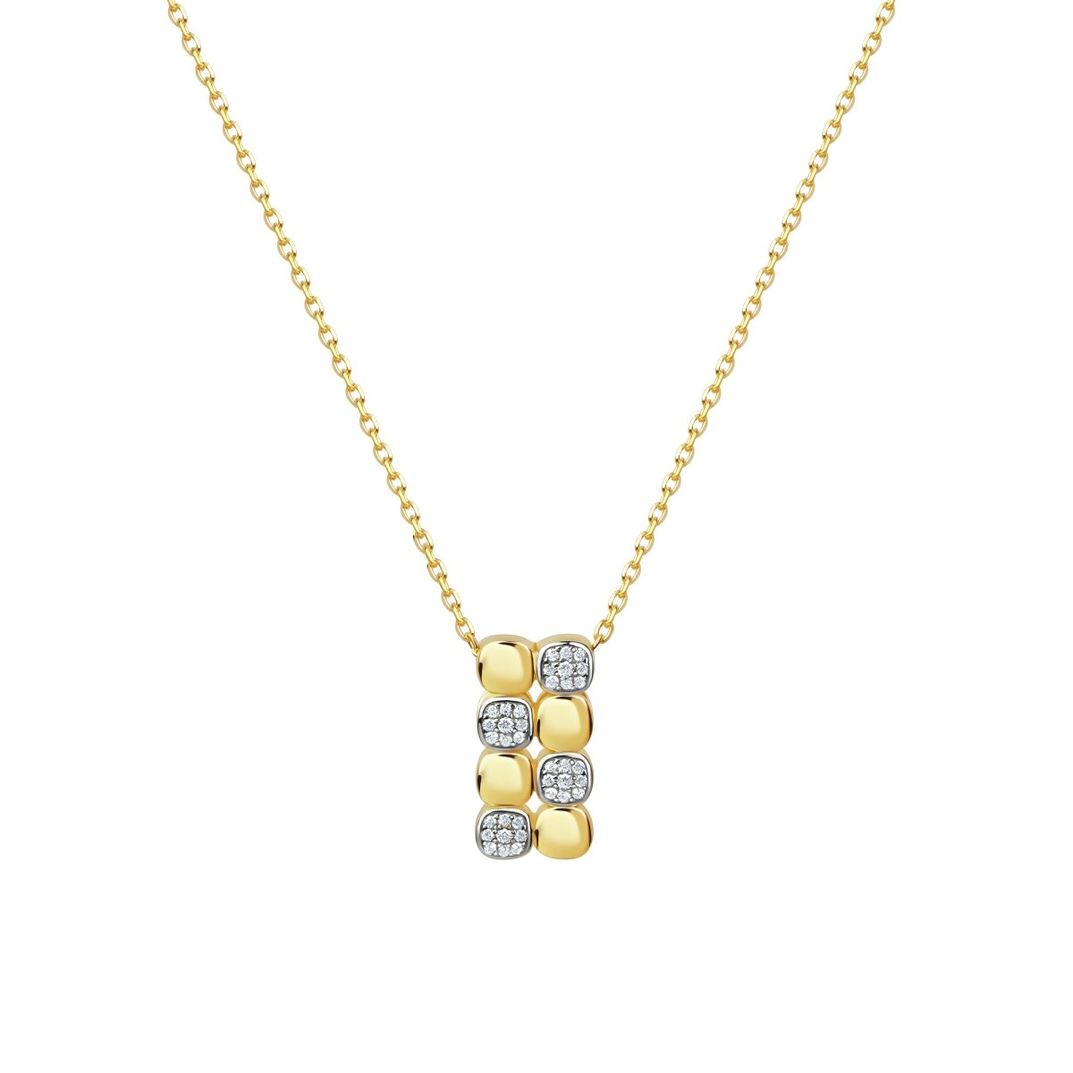 Anhänger mit Kette 925 Sterling Silber vergoldet und rhodiniert Zirkonia - Avrum