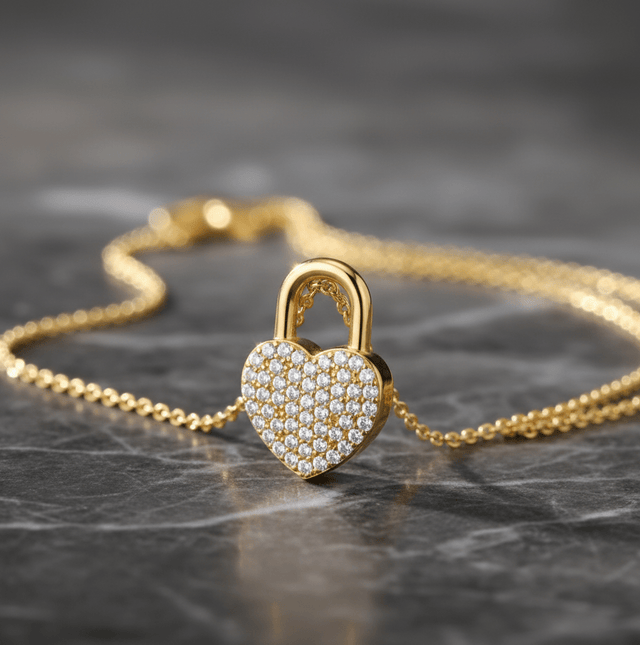 Anhänger mit Kette 925 Sterling Silber vergoldet Zirkonia - Avrum