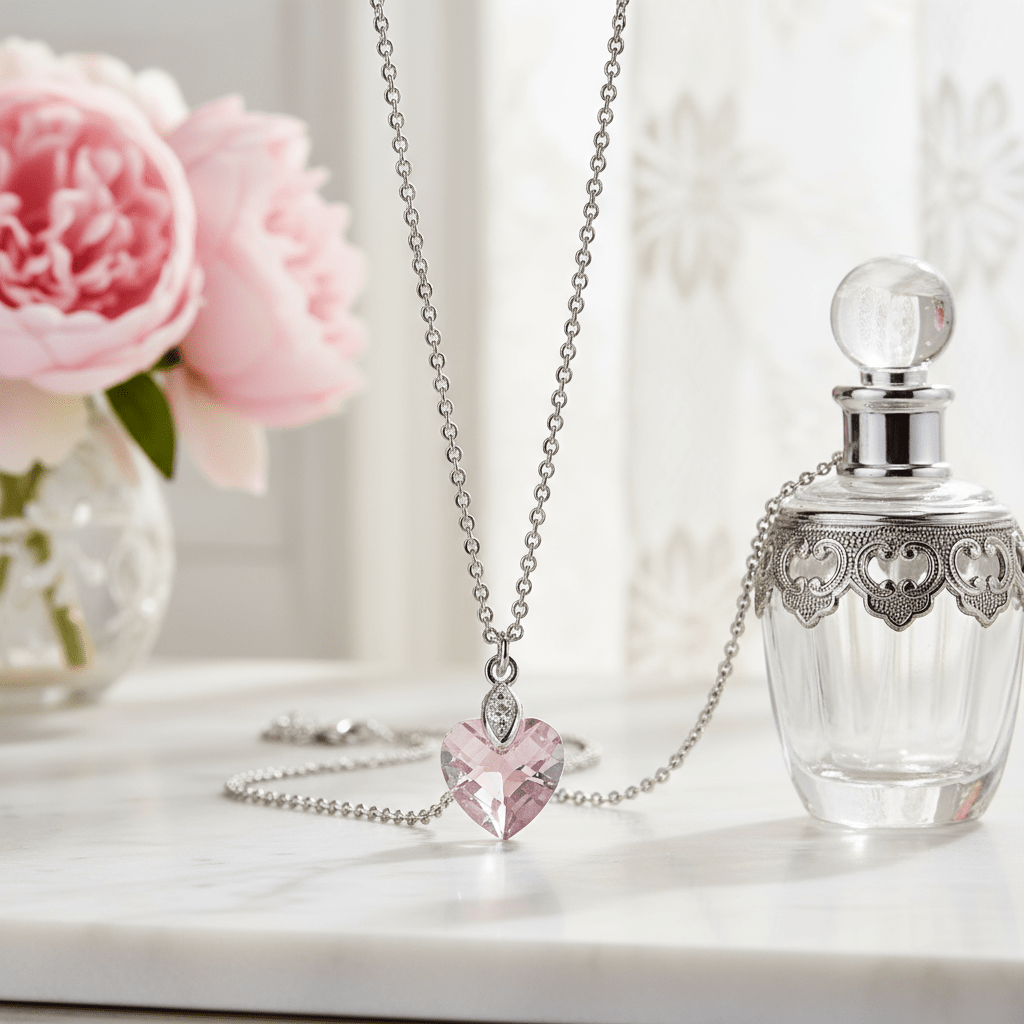 Anhänger mit Kette 925 Sterling Silber Zirkonia pink - Avrum