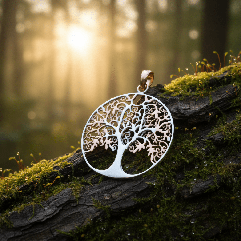 Anhänger Silber 925 zweifarbig Lebensbaum weiß - Avrum
