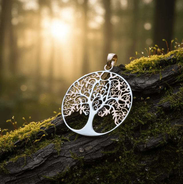 Anhänger Silber 925 zweifarbig Lebensbaum weiß - Avrum