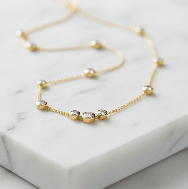 Collier 925 - Sterling Silber vergoldet Zirkonia - Avrum