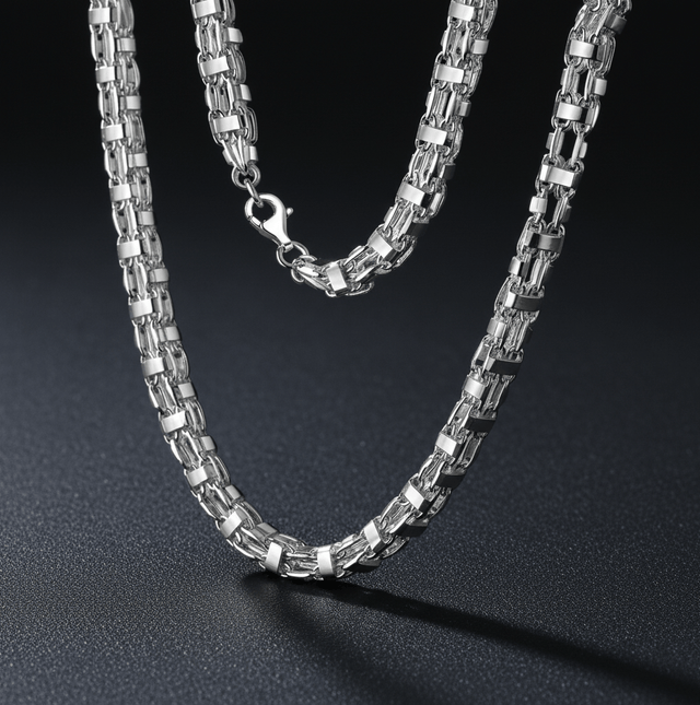 Collier 925 Sterling Silber weiß Käfigkette 50 cm - Avrum