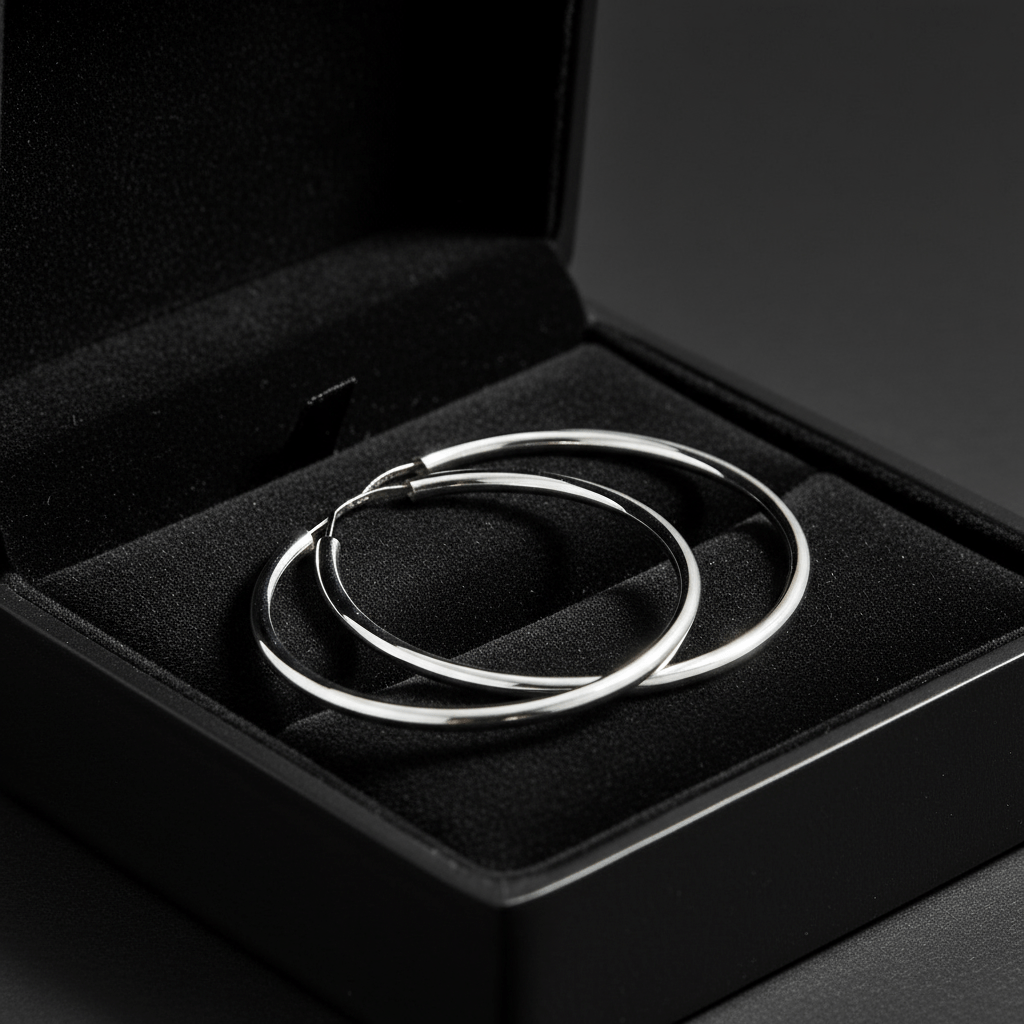 Creolen 925 Sterling Silber 60mm Rhodiniert - Avrum