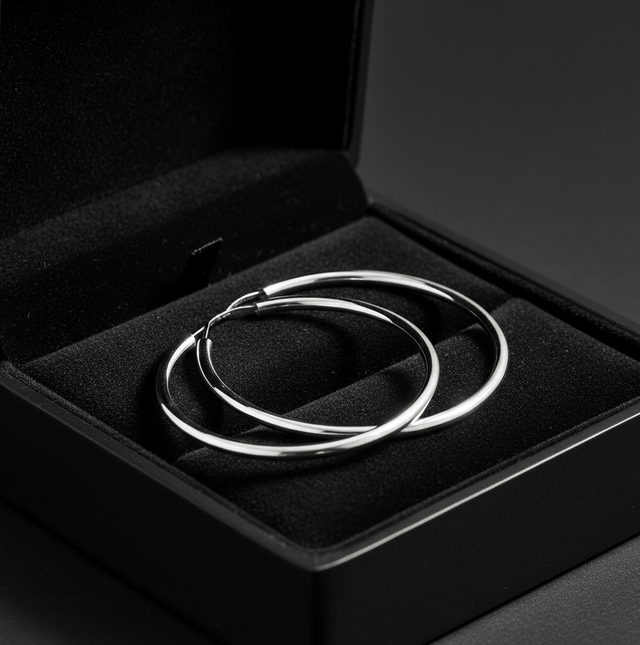 Creolen 925 Sterling Silber 60mm Rhodiniert - Avrum