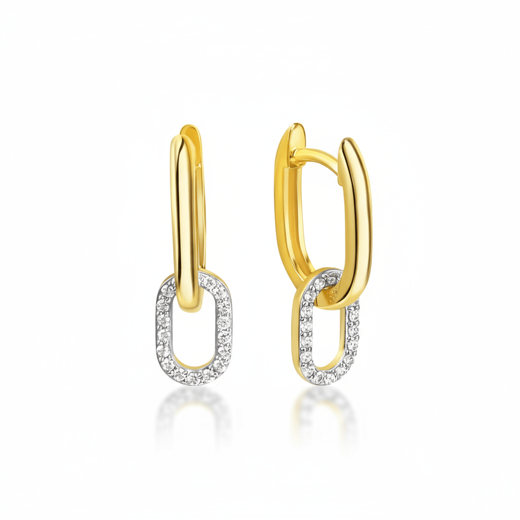 Creolen 925 Sterling Silber bicolor Zirkonia Vergoldet - Avrum