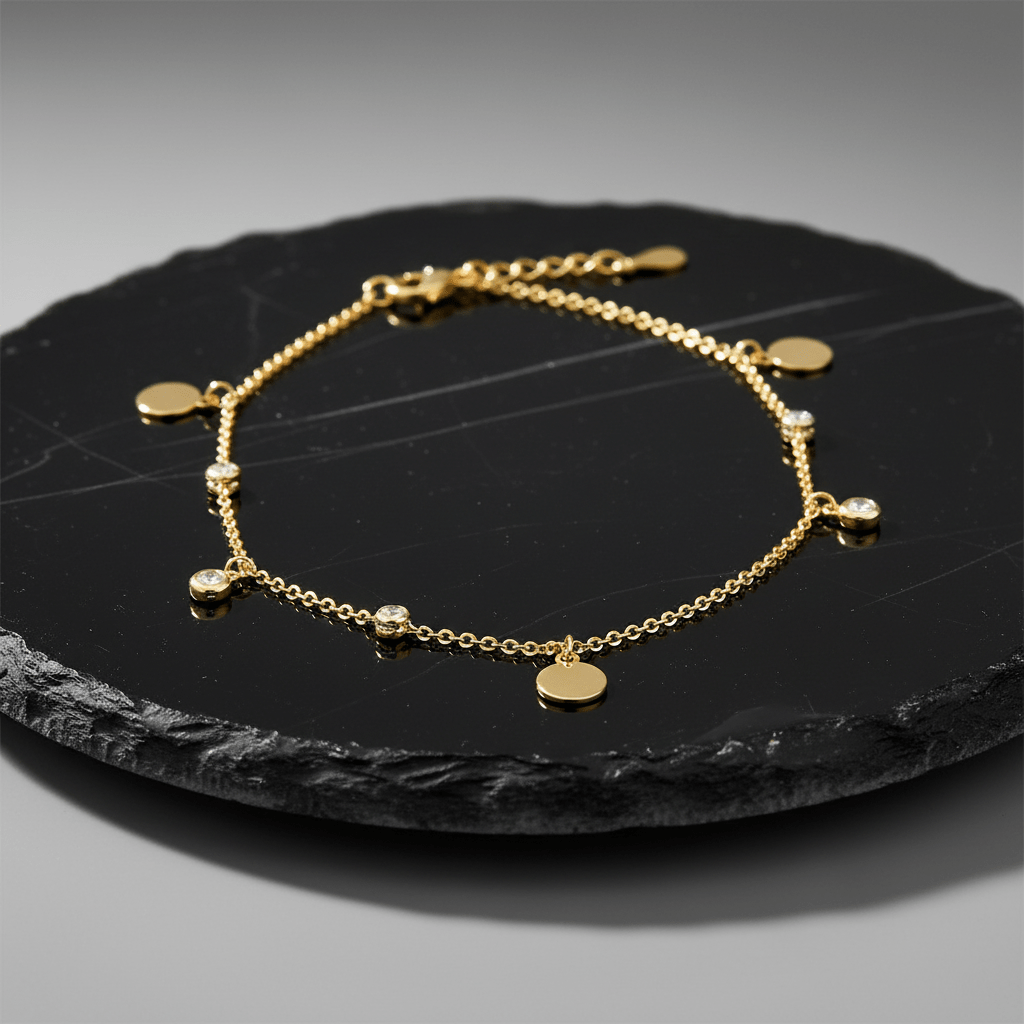 Fusskette 925 Sterling Silber vergoldet Zirkonia vergoldet - Avrum