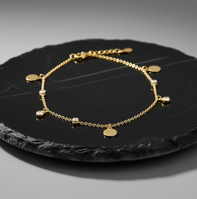 Fusskette 925 Sterling Silber vergoldet Zirkonia vergoldet - Avrum