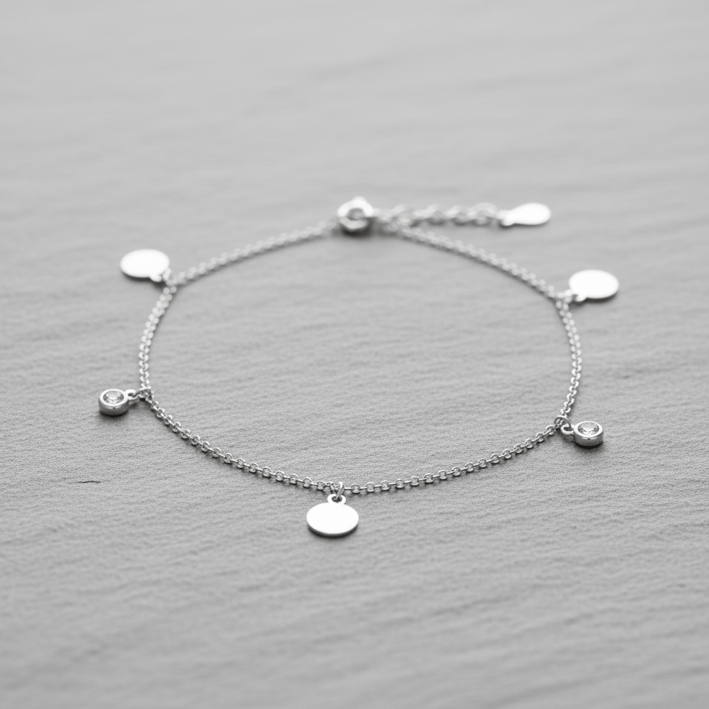 Fusskette 925 Sterling Silber vergoldet Zirkonia rhodiniert - Avrum