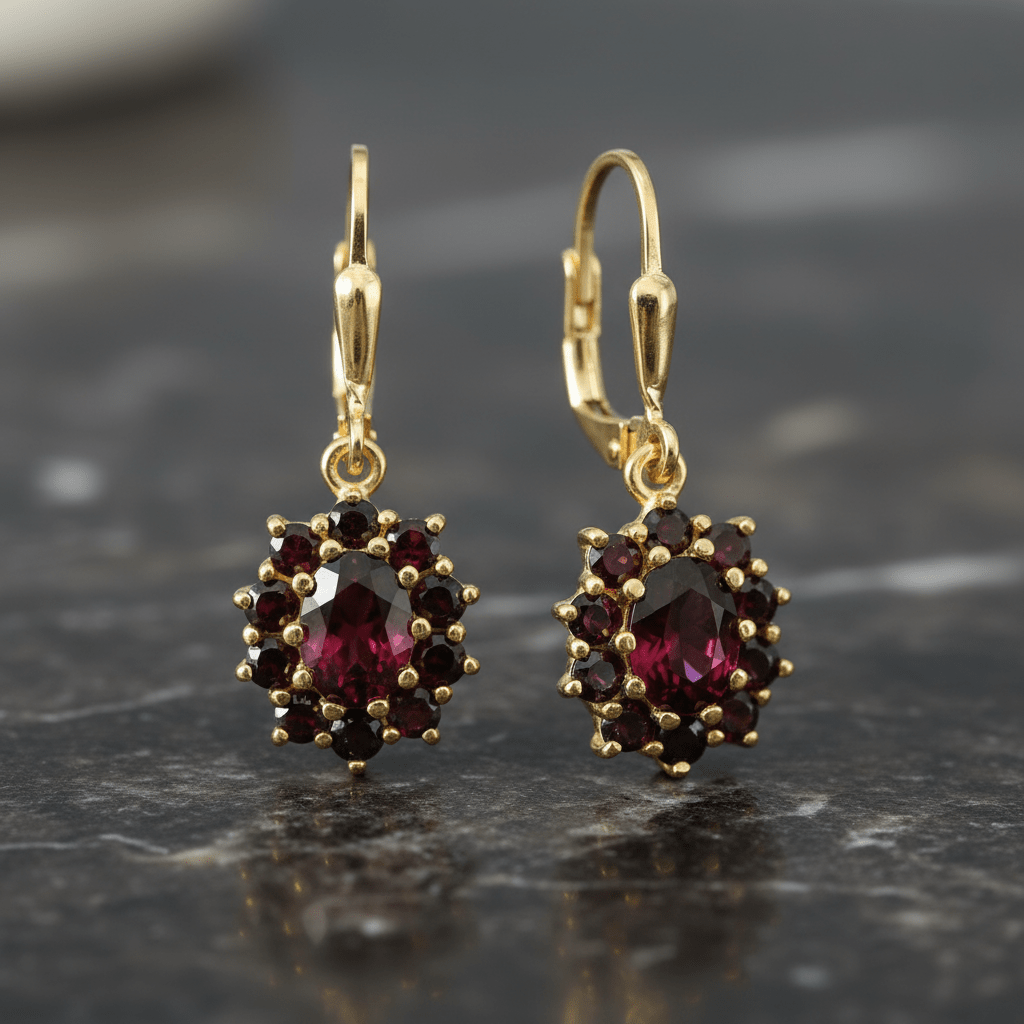 Ohrhänger 925 Sterling Silber Granat Vergoldet - Avrum