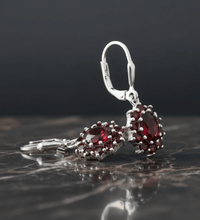 Ohrhänger 925 Sterling Silber Granat Rhodiniert - Avrum