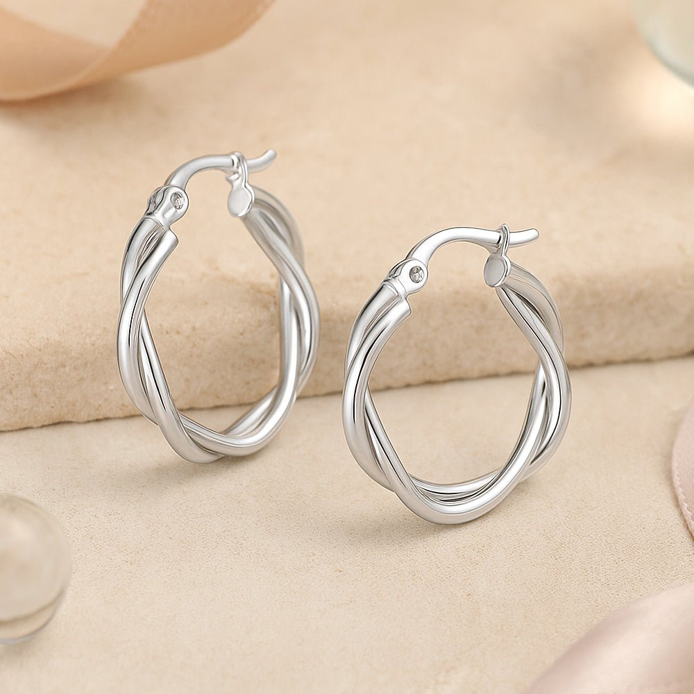 Ohrringe aus 925er Sterling - Silber, gedrehte Creolen, verschiedene Größen 30mm - Avrum