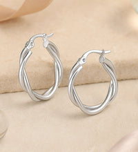 Ohrringe aus 925er Sterling - Silber, gedrehte Creolen, verschiedene Größen 30mm - Avrum