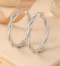 Ohrringe aus 925er Sterling - Silber, gedrehte Creolen, verschiedene Größen 50mm - Avrum