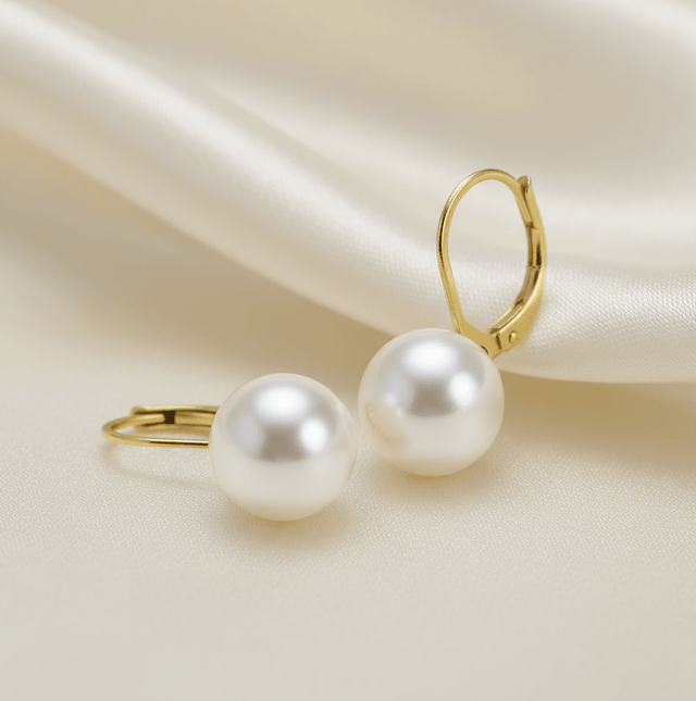 Ohrringe Gold Perlen weiß 8 - 8,5mm 333 - Avrum