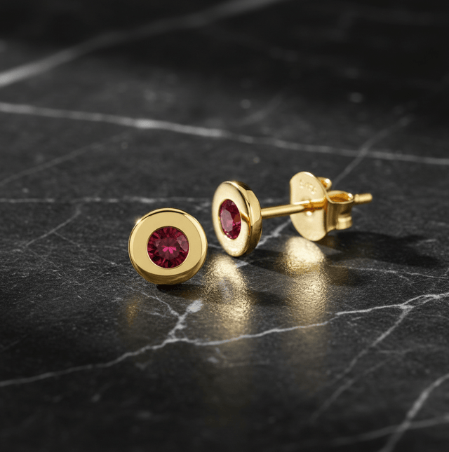 Ohrstecker 375 Gelbgold glanz Rubin Rubin - Avrum